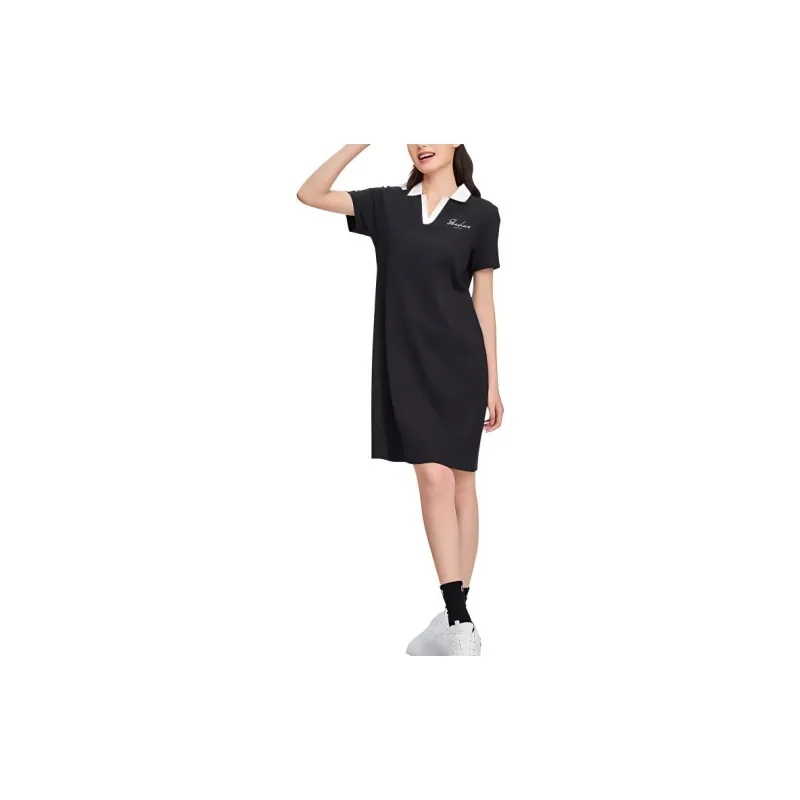Skechers Short Sleeved Dress Women's Carbon Black-1