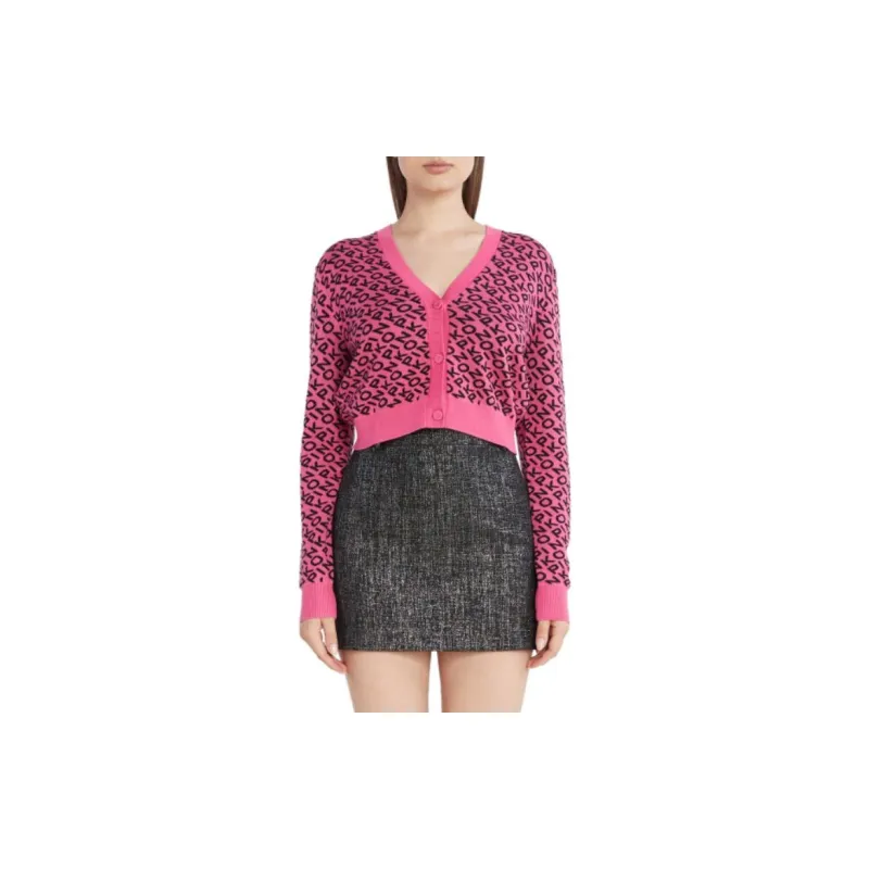 PINKO Logo jacquard V neck Cardigan-2