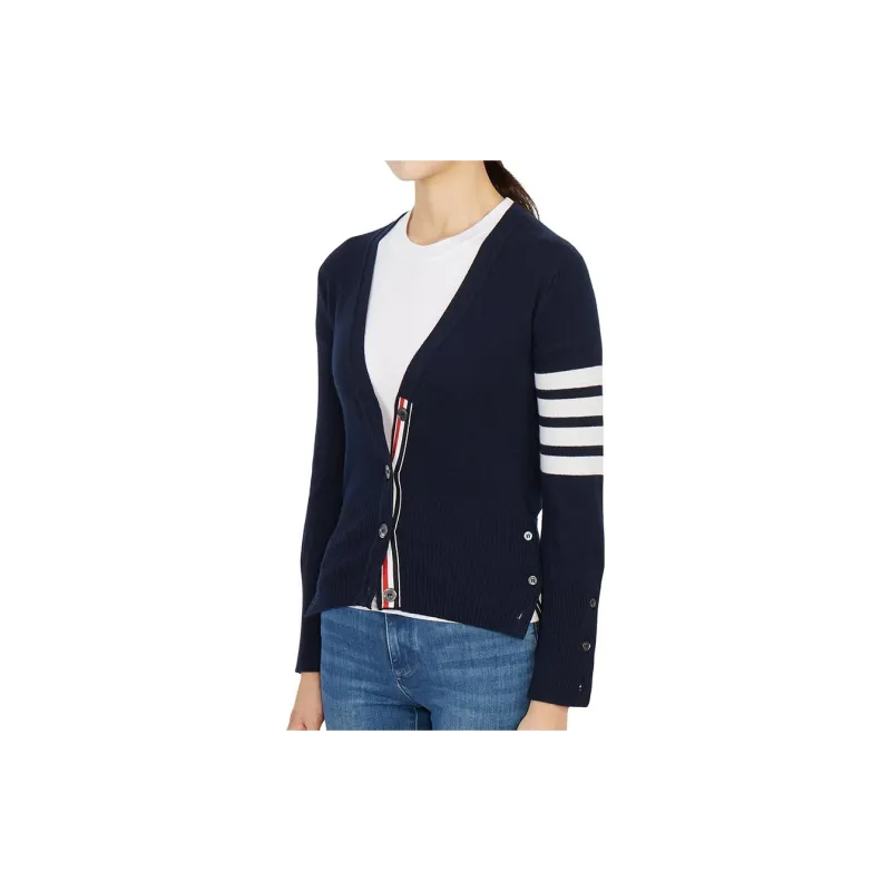 THOM BROWNE 4 Bar V Neck Cardigan-4