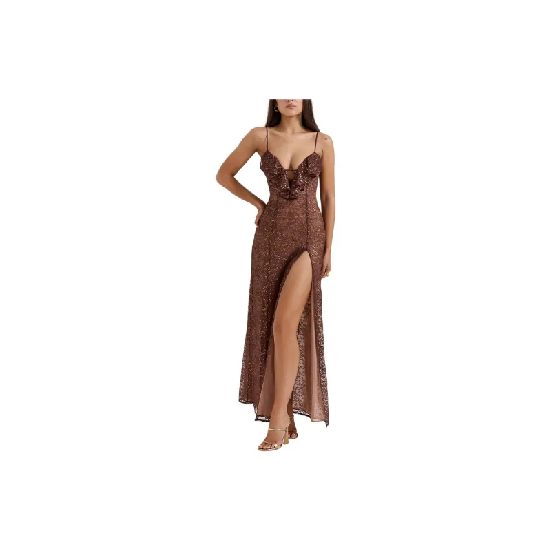 HOUSE OF CB LUCIANNA Slip Dresses Women's Espresso/Coffee-3