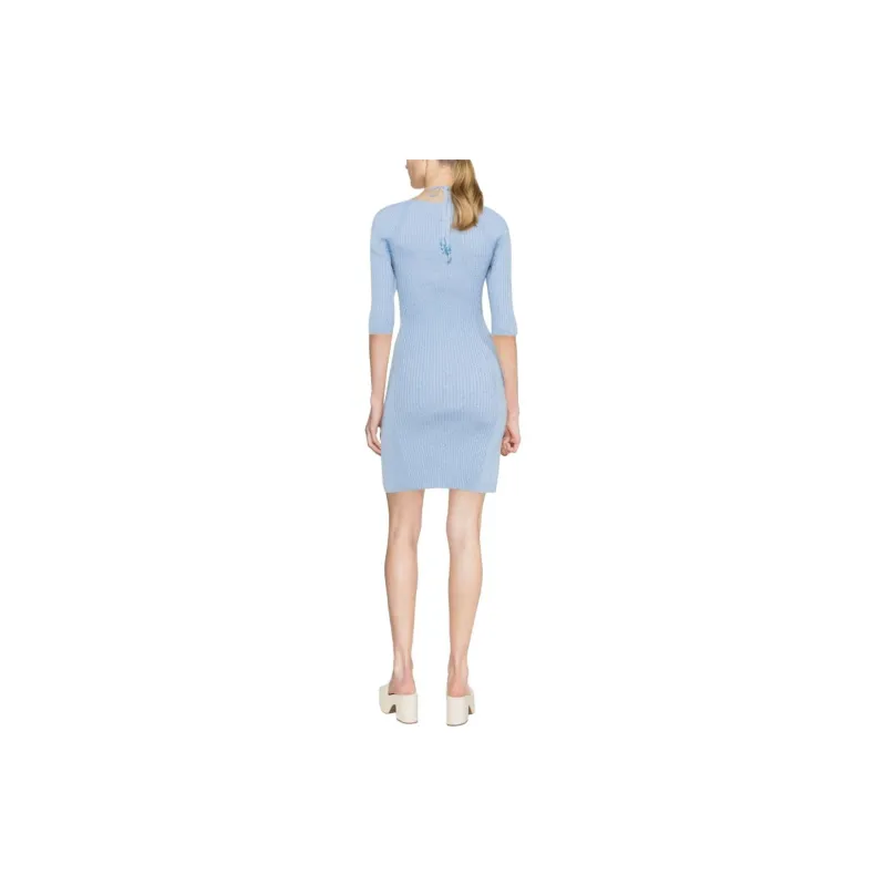 GANNI Short Sleeved Dresses Women's Blue-2