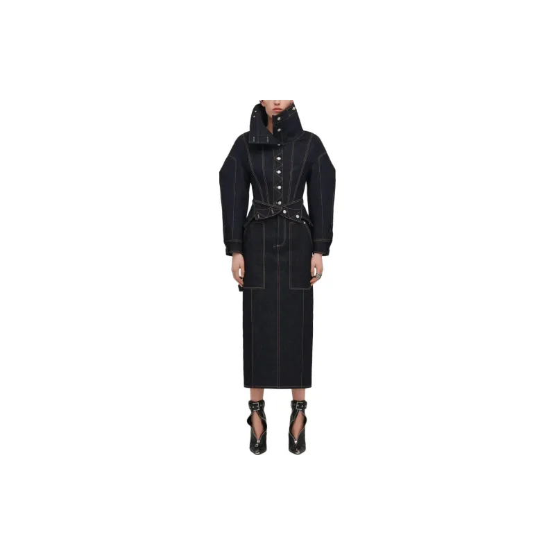 Alexander McQueen Denim Long Skirts Women's Black-1