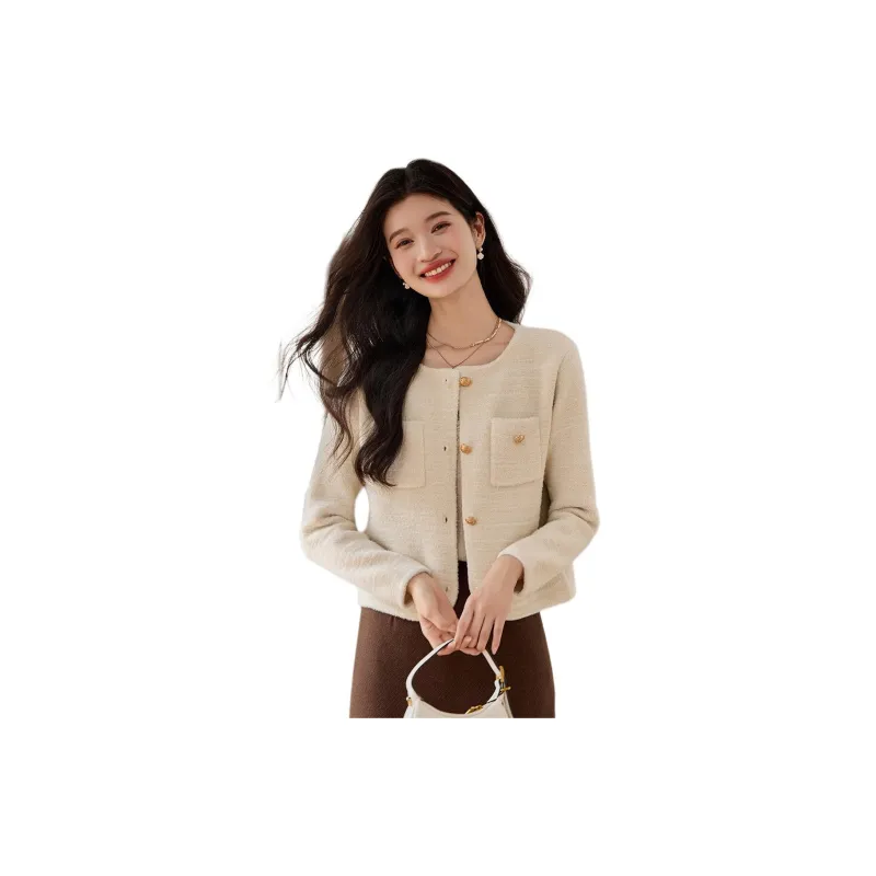CARBAMMI Velvet feel Coat Women's White-1