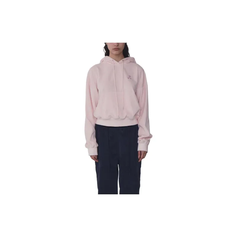 Rest&Recreation VELVET CROPPED HOODIE Sweatshirt Women's PINK/Pink-2