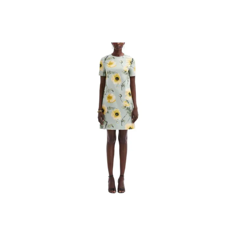 Oscar De La Renta Poppy print Poplin Minidress-1