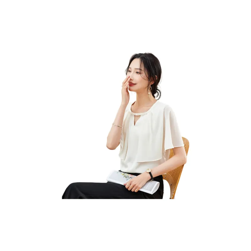 TERRE BLEUE SS24 Chiffon Shirts Women's Apricot-3