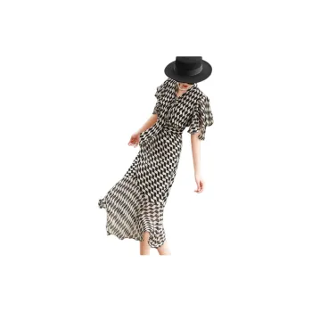 LANSEER Short-Sleeved Dresses Women's Stripes