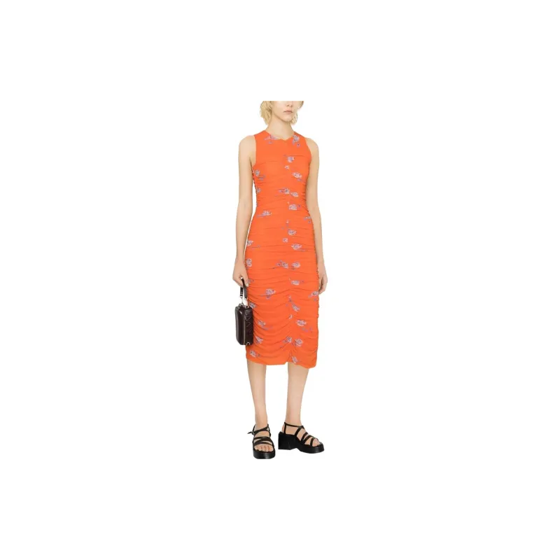 GANNI Sleeveless Dresses Women's Orange-1