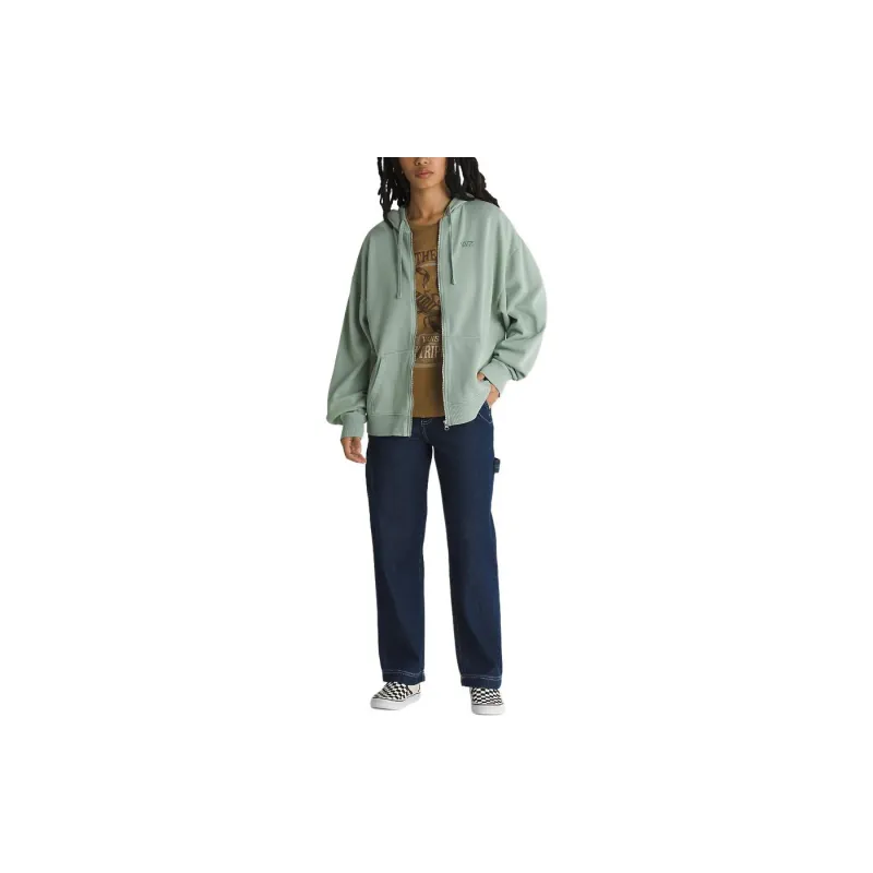 Vans Everyday Oversized Full Zip Hoodie Jackets Coats Women's Iceberg Green-1