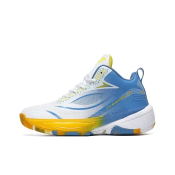Black tailed Deer Cushioning, Slip Resistant, And Abrasion Resistant Mid Top Basketball Shoes Men's White Blue Yellow