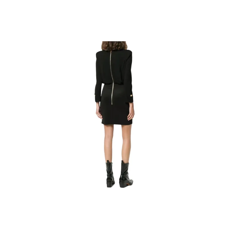 BALMAIN Short Sleeved Dresses Women's Black-3
