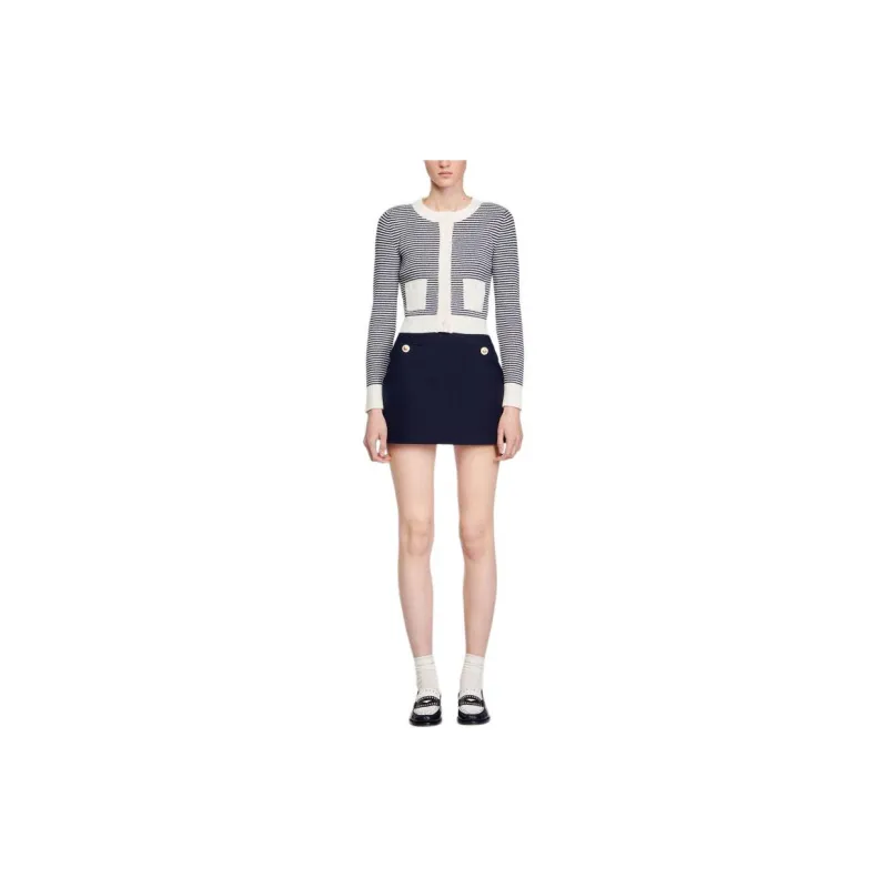 Sandro Striped Cotton-blend Cardigan-1