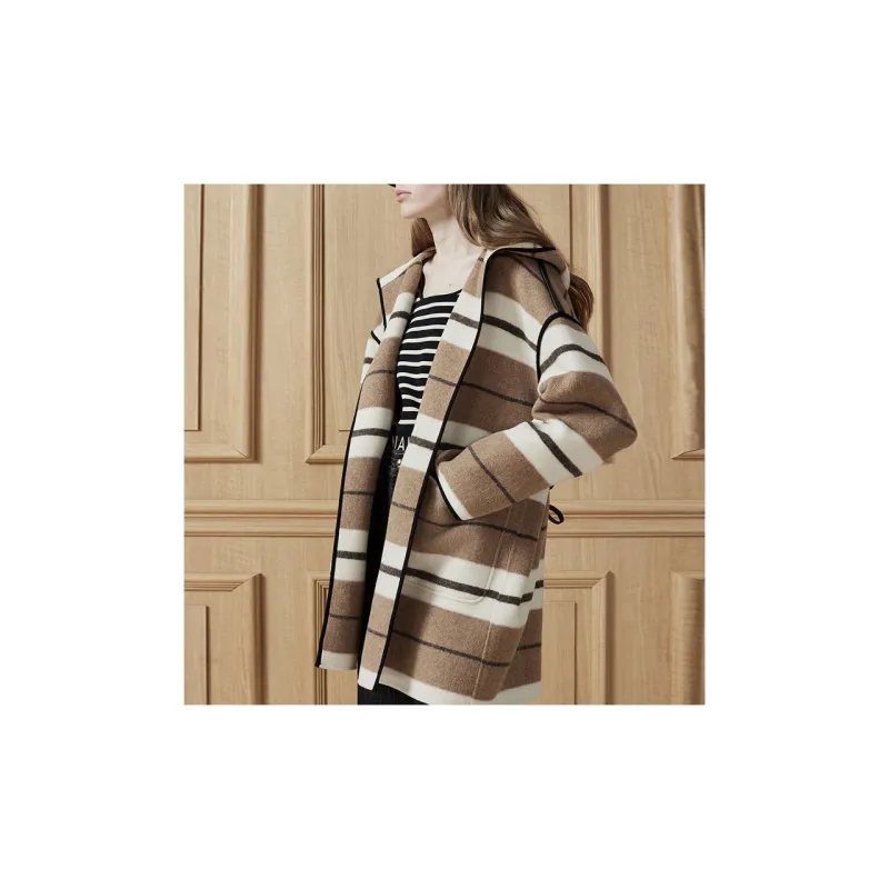 DKNY Coat Women's Coffee Stripes-3
