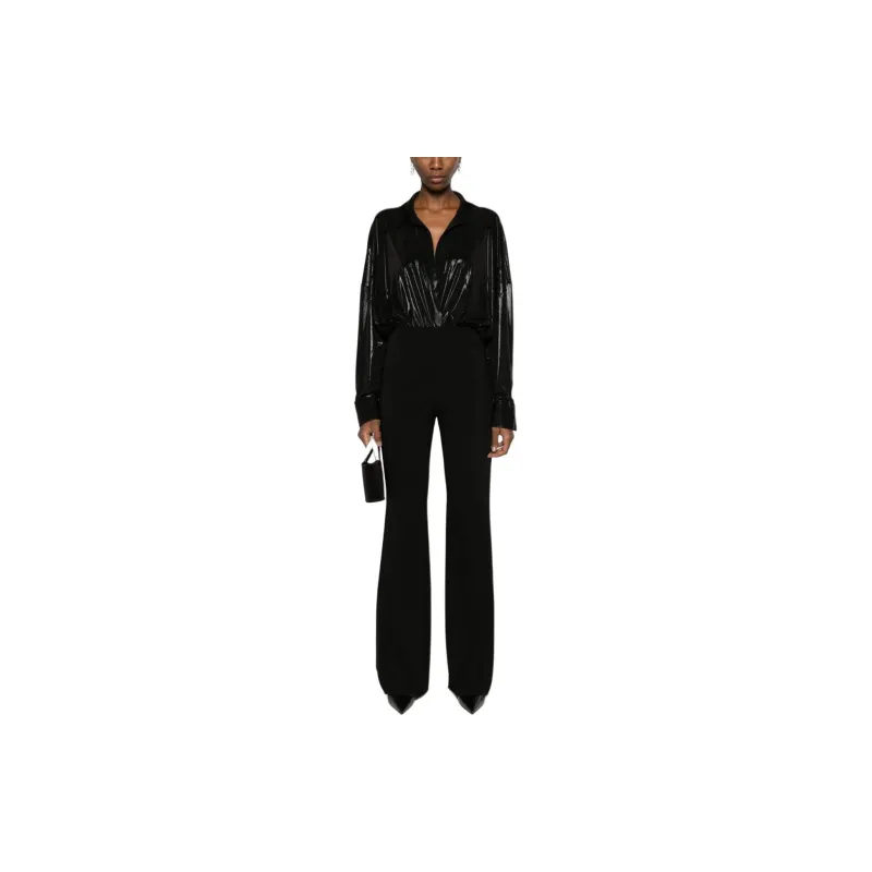 NORMA KAMALI Laminated Shirt style Bodysuit-1