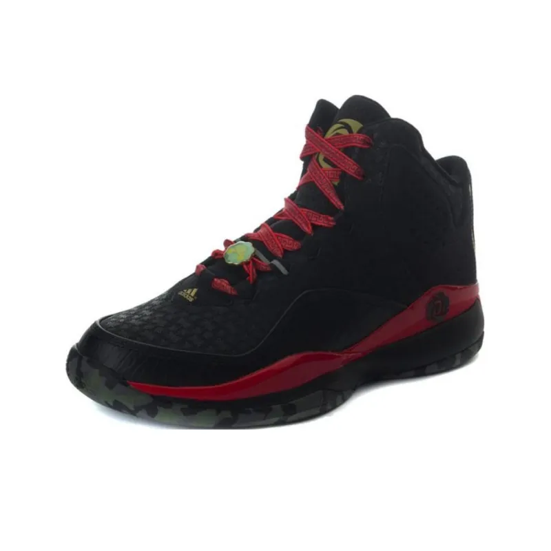 Adidas Wear-Resistant High-Top Basketball Shoes Men's Black Red-1