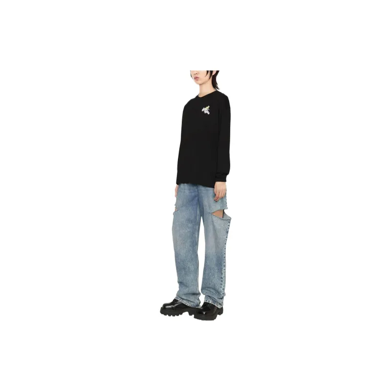 OFF WHITE Flower Arrow Ls Over Cas Tee Black/Multi-3