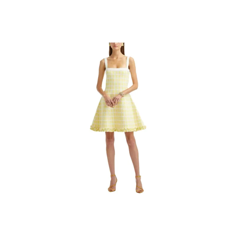 Oscar De La Renta Check pattern Wool Dress-1