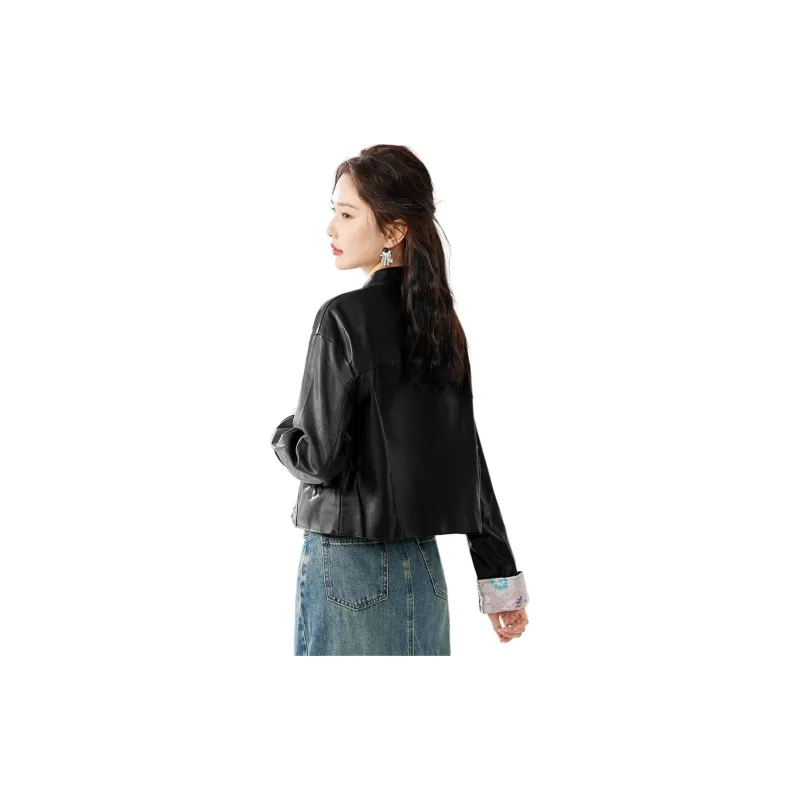 TERRE BLEUE Leather Jacket Women's Black-1