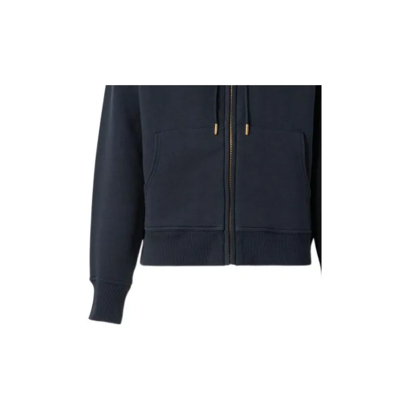 Burberry Women's Letter Graphic Cotton Blend Zip Hoodie Navy-6