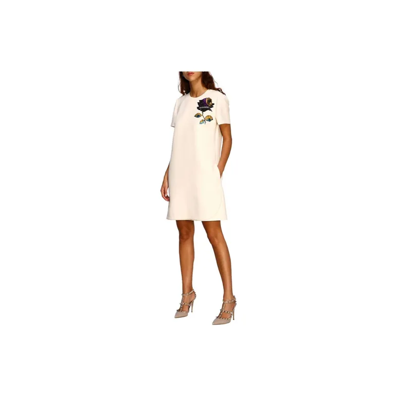 Valentino Short Sleeved Dresses Women's White-4