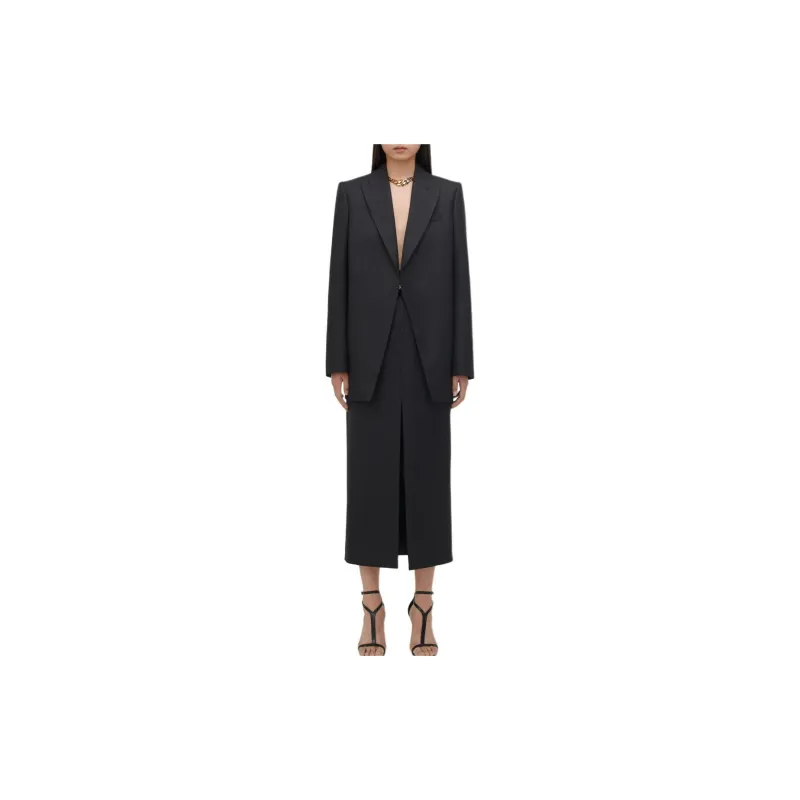 Alexander McQueen Pinstriped Front Slit Pencil Skirt-1