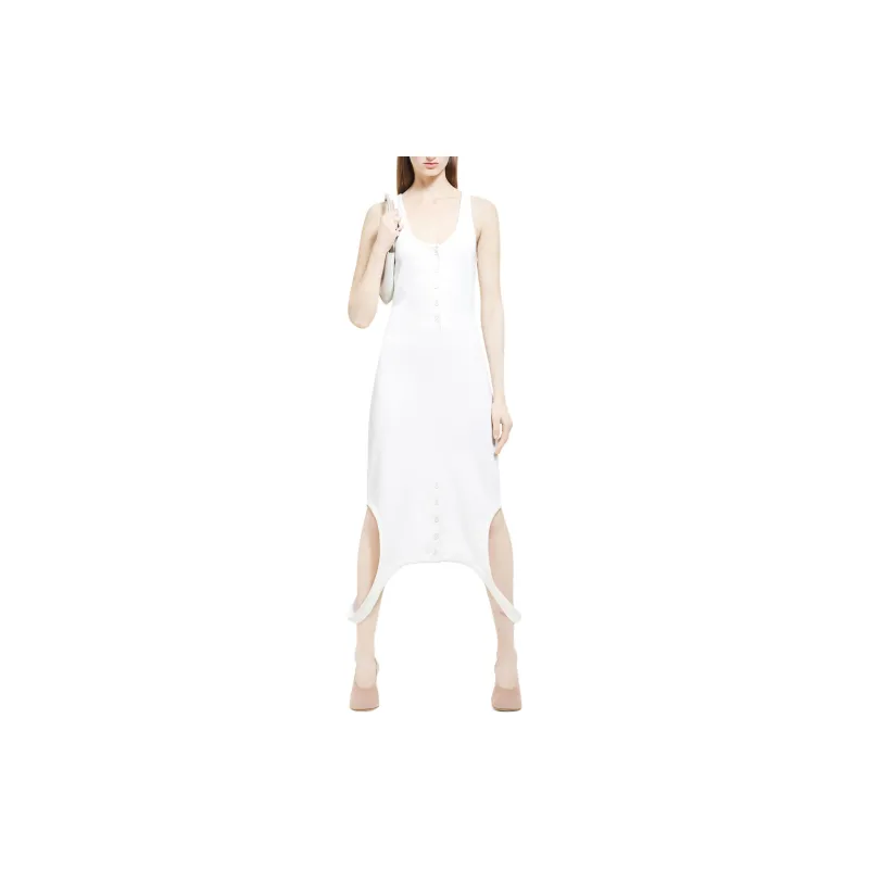 COURREGES Reversed Rib Knit Long Dress 'Heritage White'-1