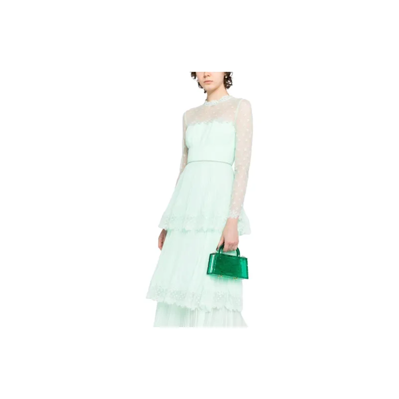 Self-portrait Lace-trimmed Chiffon Tiered Dress-3