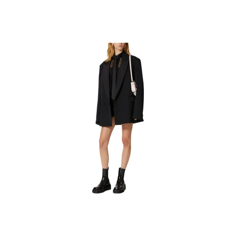 Valentino Double Breasted Straight Hem Blazer-1