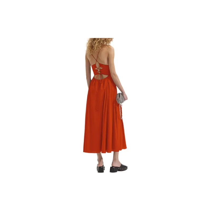 Self portrait Slip Dresses Women's Bright Orange-2