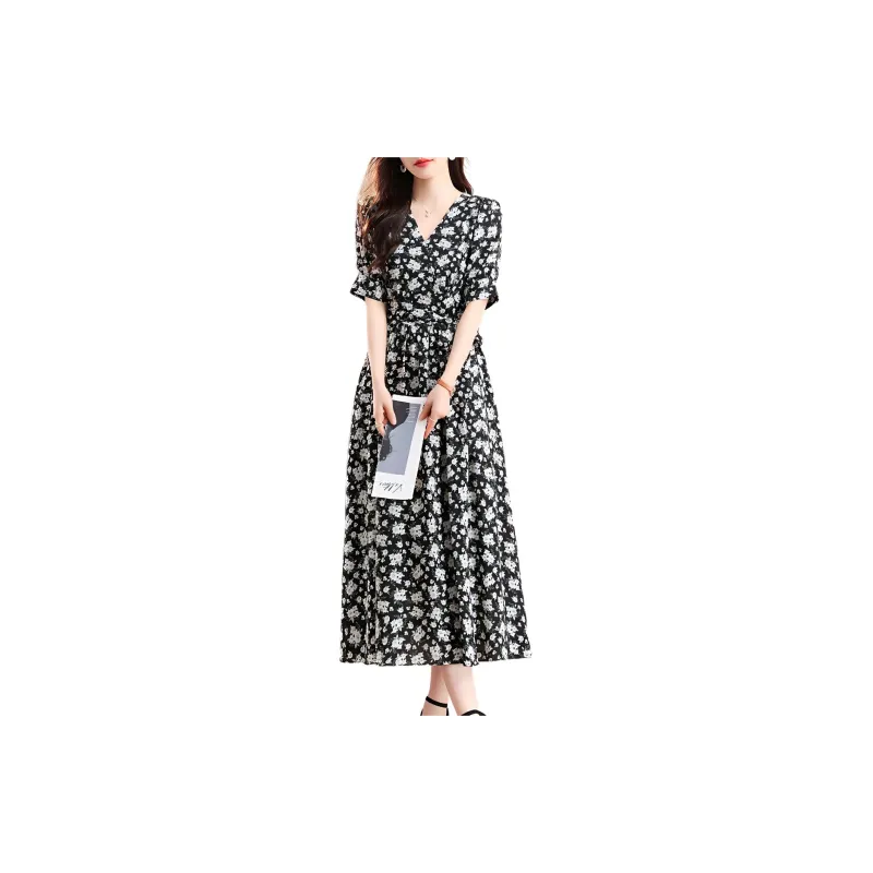 ETSE Short Sleeved Dresses Women's Black-1