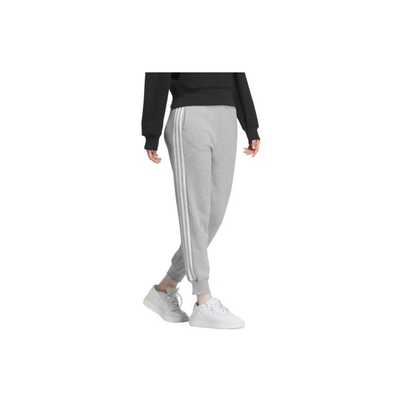 Adidas Three Stripe Terry Tapered Pants Knitted Sports Pants Women's Gray-3