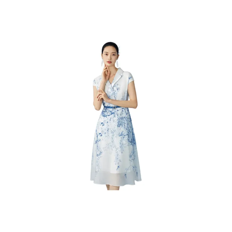 BBLLUUEE Short Sleeved Dress Women's Glaze Blue-2