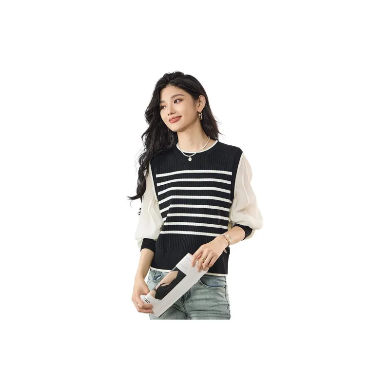 Yi Mengyuan Sweater Women's Black White-5