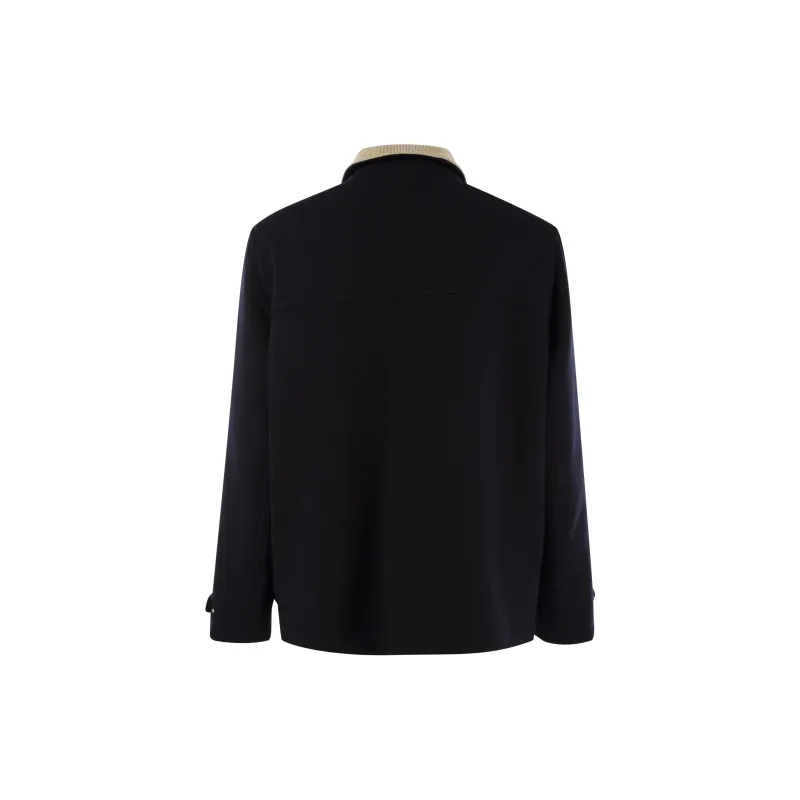 Brunello Cucinelli Corduroy Collar Press Stud Shirt Jacket-1