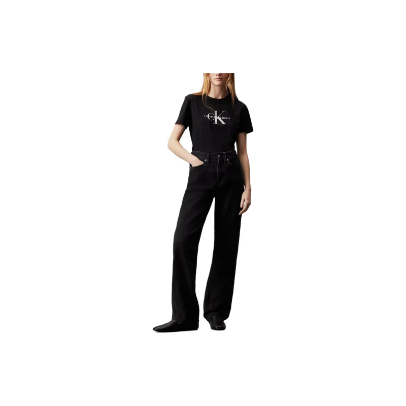 CK/Calvin Klein Iridescent Logo T Shirt T Shirt Women's Black-1