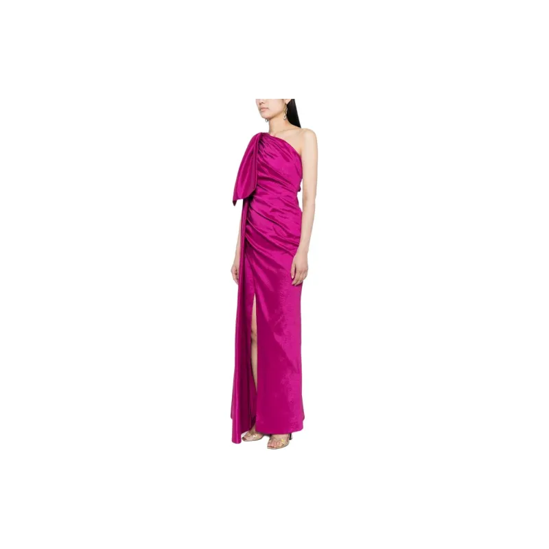 RACHEL GILBERT Alessandra One-shoulder Shantung Maxi Dress-3