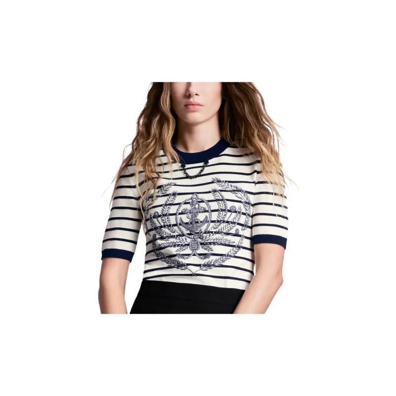 LOUIS VUITTON Striped Anchor Knit Top-5