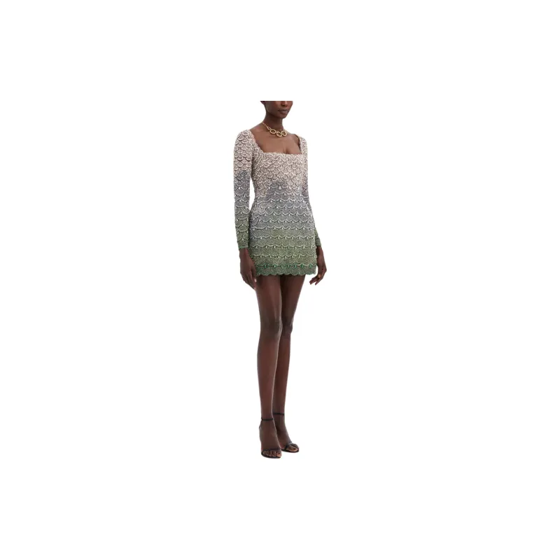Oscar De La Renta Crystal Embroidered Cocktail Dress-3