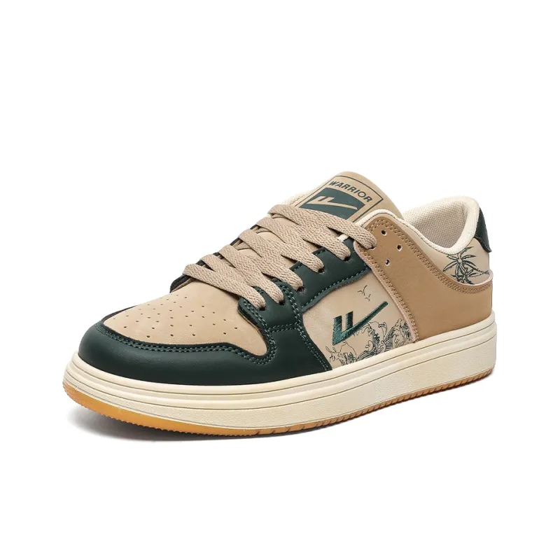 Warrior Anti Slip And Wear Resistant Lightweight Low Top Skateboard Shoes Men's Apricot Green-2