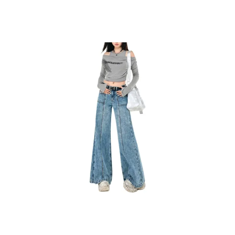 YINLEI Jeans Women's Snowflake Blue-1