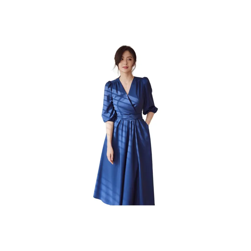 ROEYSHOUSE Long Sleeved Dresses Women's Dark Blue-2