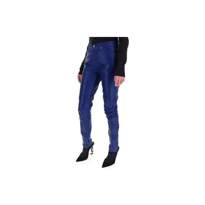 SAINT LAURENT Skinny Patent Style Trousers-4
