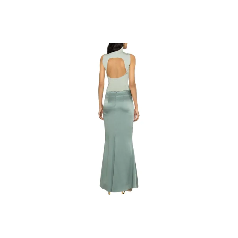 STYLAND Satin Godet Maxi Skirt-1