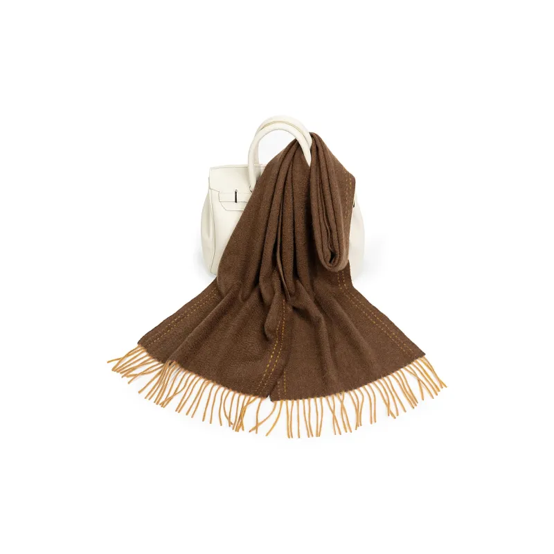 Shanghai Story 100% Cashmere Knit Scarves Women's Coffee Red Gift Box Set-15