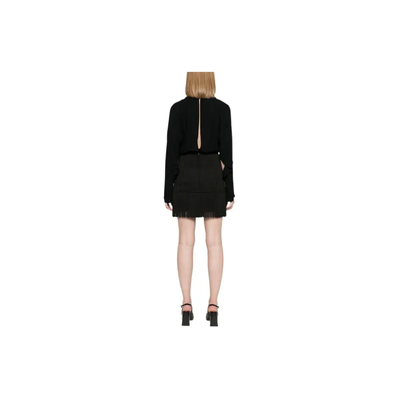 Elisabetta Franchi Chain Detailed Fringed Mini Dress-2