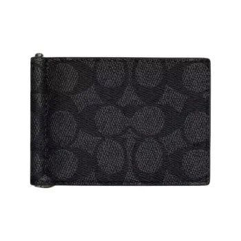 COACH SignatureCanvas Coated Canvas Wallet Mini Women's Charcoal Gray