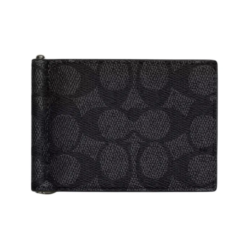COACH SignatureCanvas Coated Canvas Wallet Mini Women's Charcoal Gray-0