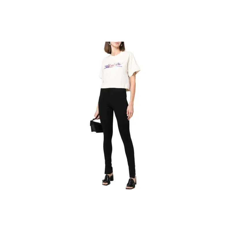 OFF WHITE Readymade Logo Crop Tee Beige/Purple-1