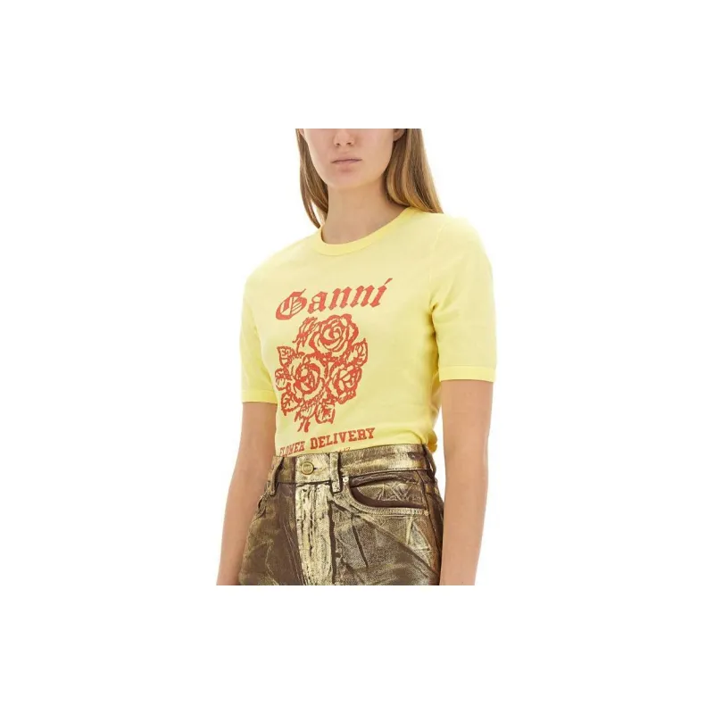 GANNI T Shirts Women's Yellow-3