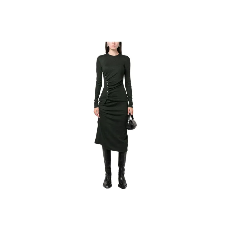 Paco Rabanne Asymmetric Gathered Midi Skirt-1